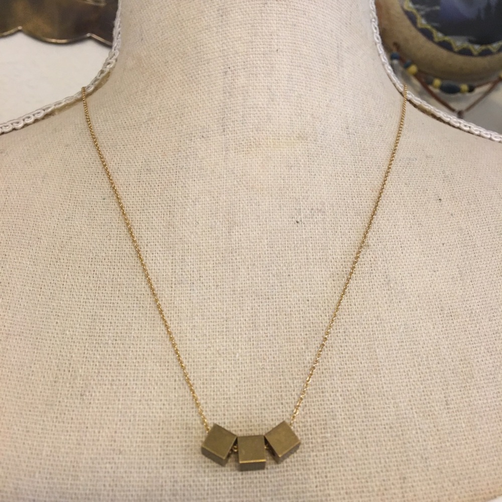 Vintage triple box sparkle rolo chain necklace